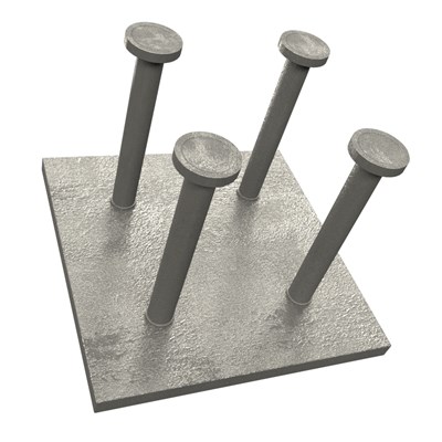 Hot-Dipped Galvanized 3/8" x 6" x 6" Embed Plate w/ (4) 4" Studs