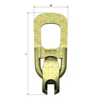 Front view with length and width dimensions of 1 Ton Lifting Eye clutch for engaging lifting pin dogbone anchors in precast concrete